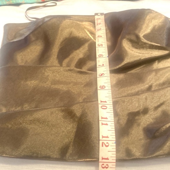 Simon Chang Rouched Bustier Corset Cami Green Gold Shimmer Size 6 - Picture 11 of 15
